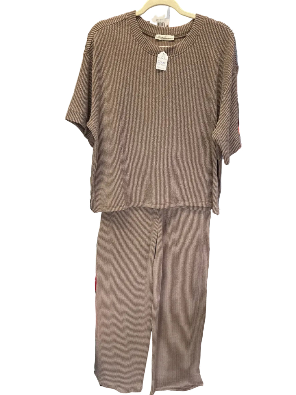 Zenana ribbed pant set