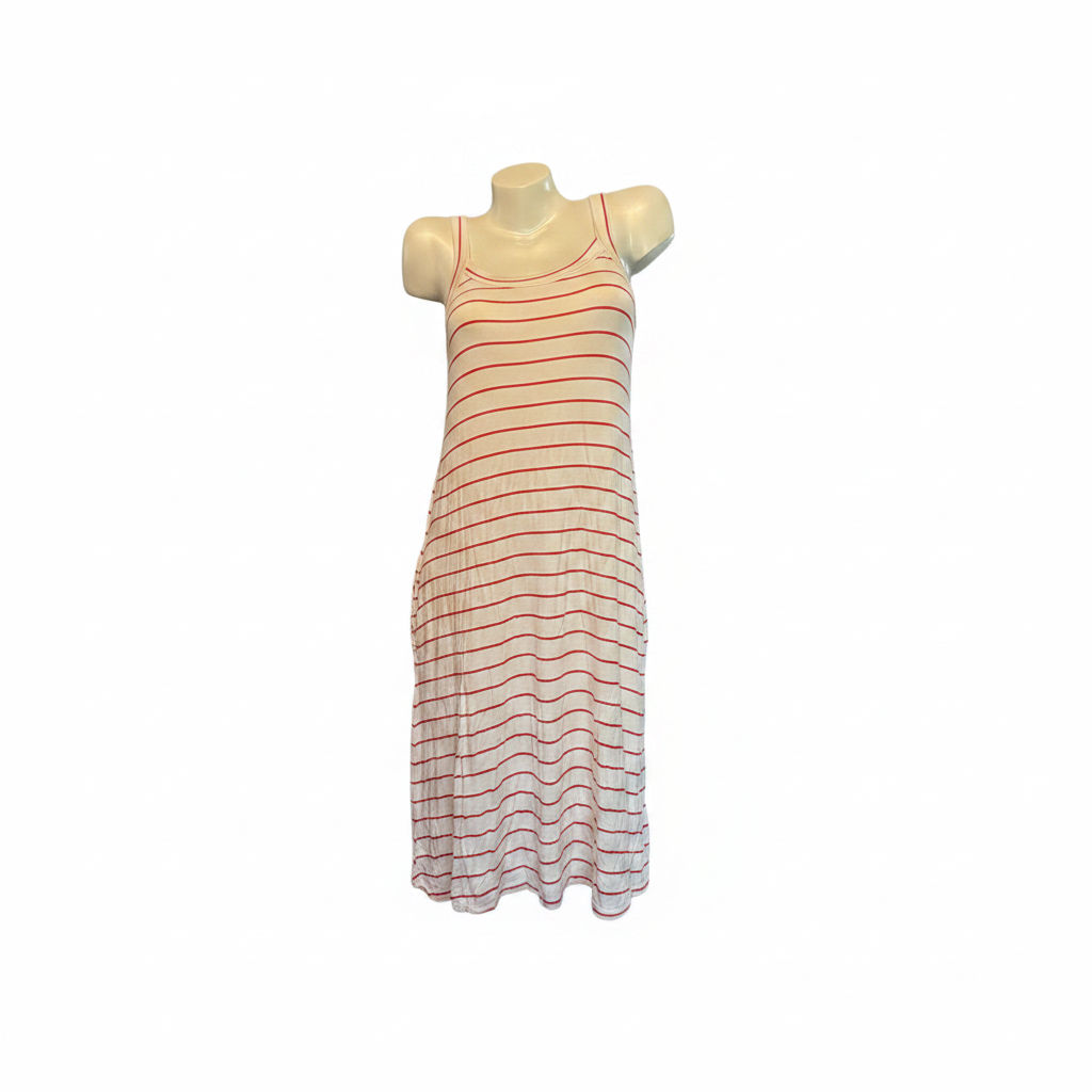 Red Stripe Dress - White Background 1