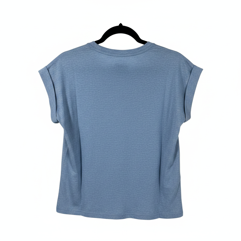 Folded sleeve t-shirt blue third photo on white background