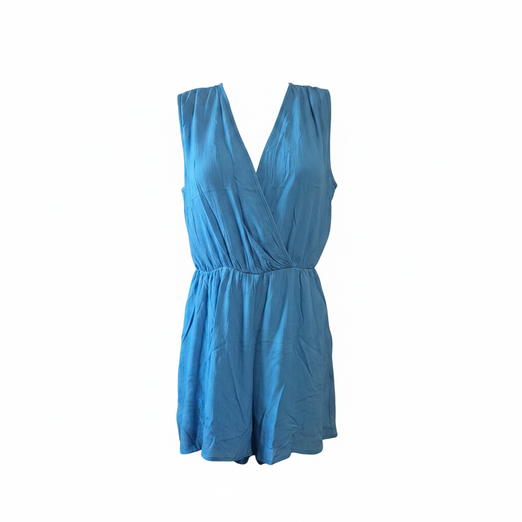 Zenana V-Neck Romper - White Background Front