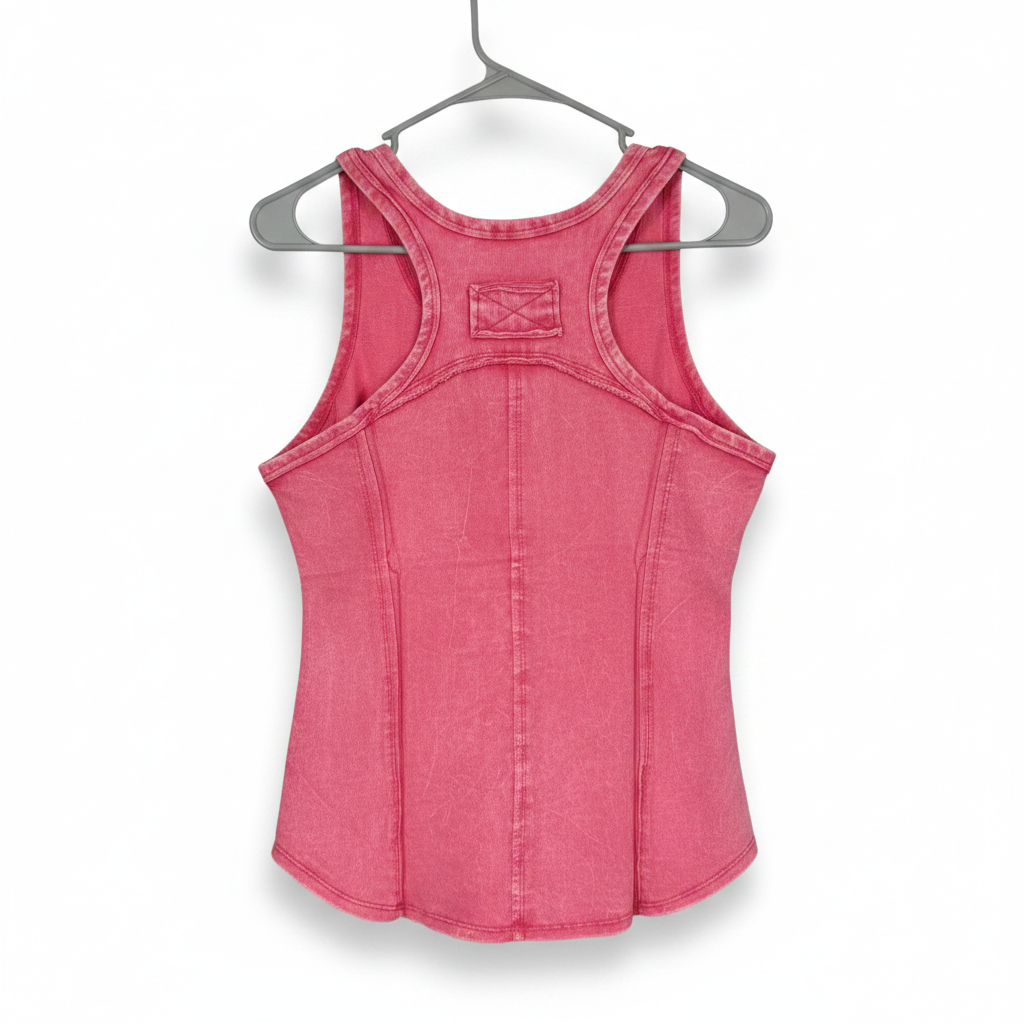 Hot pink racer tank second photo on white background