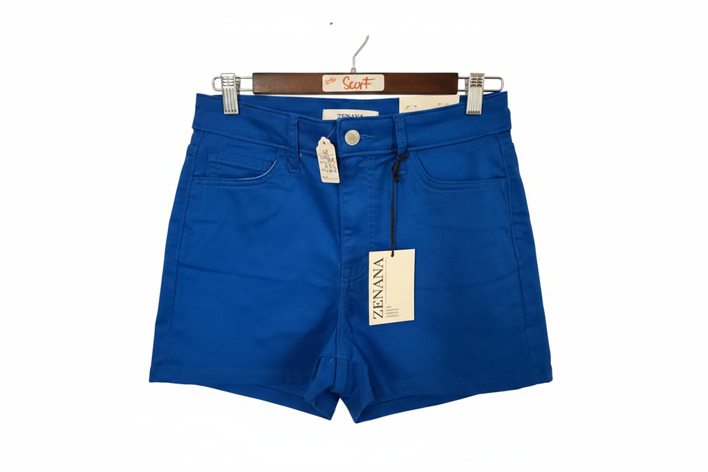 Blue Zenana Stretch Short - White Background 1