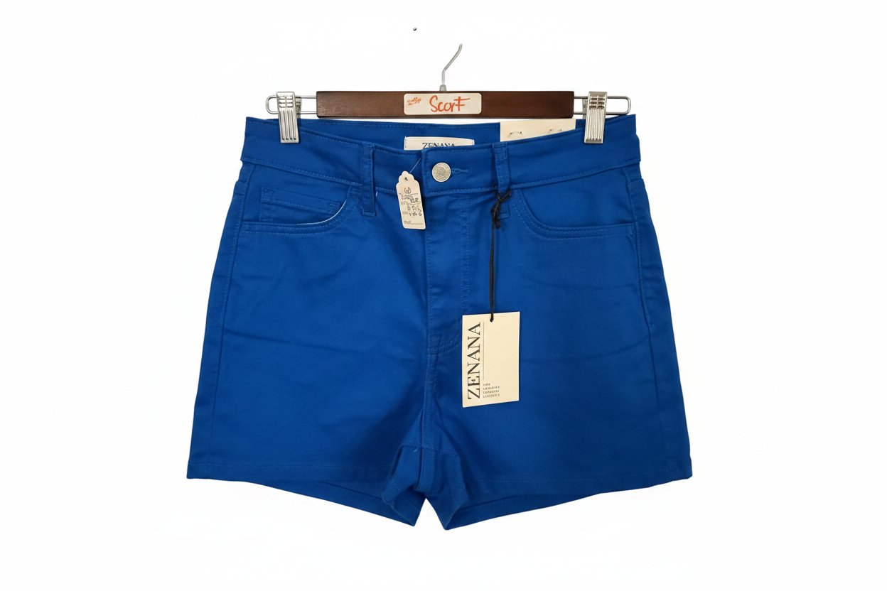 Blue Zenana Stretch Short - White Background 1
