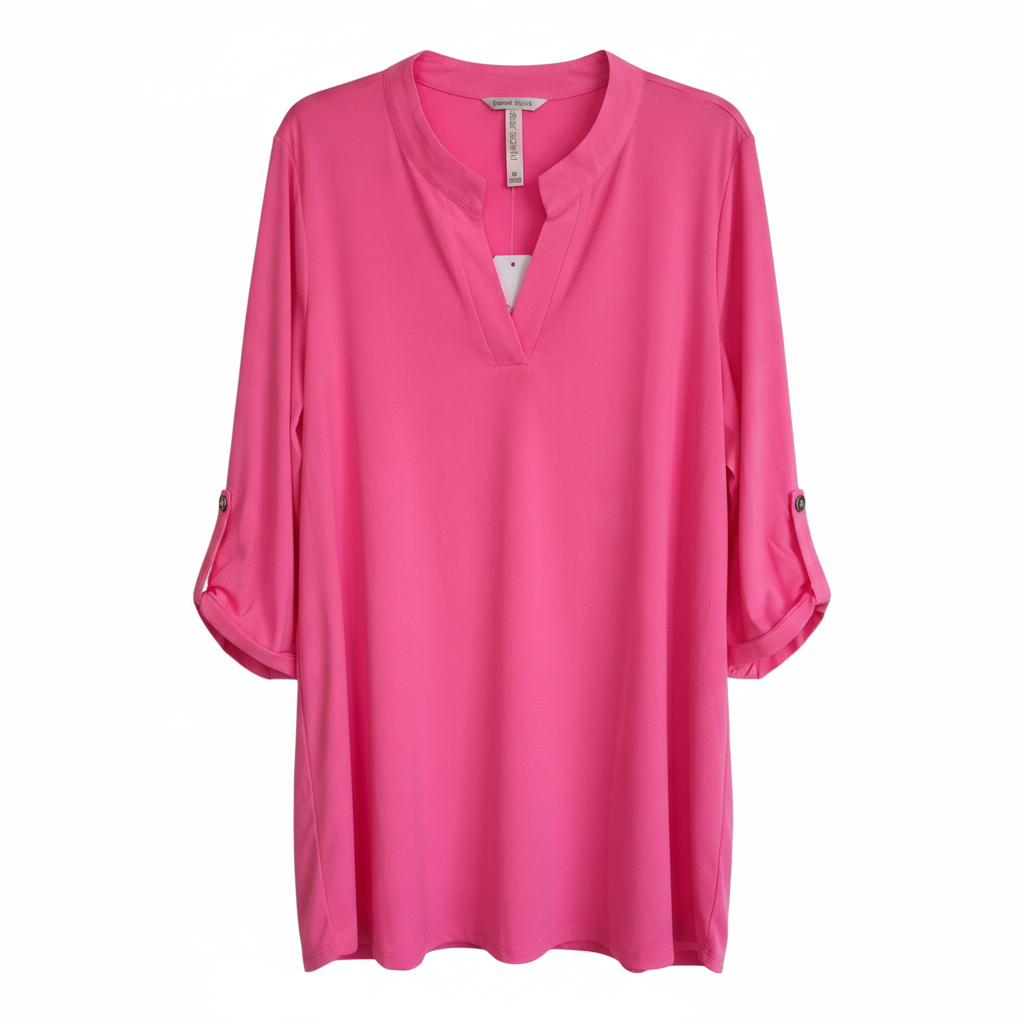 Dear Scarlett Pink Tunic (Plus) - White Background