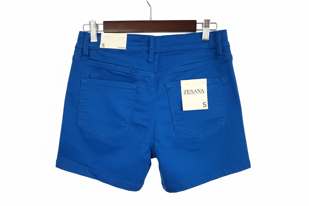 Blue Zenana Stretch Short - White Background 2