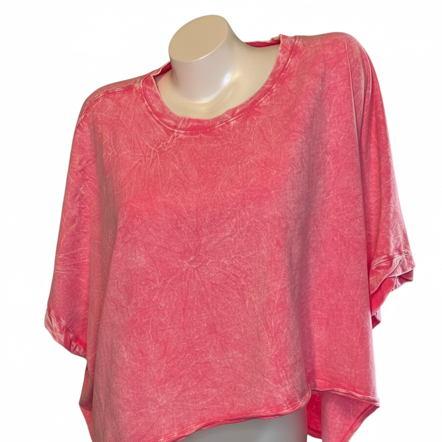 Zenana Oversized Pink Crop Top
