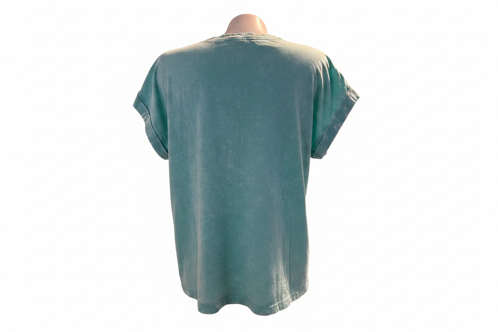Cuff Blue Shirt Zenana - White Background 2