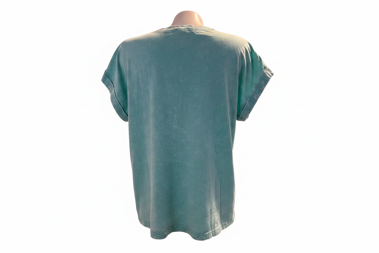 Cuff Blue Shirt Zenana - White Background 2