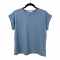Folded sleeve t-shirt blue second photo on white background
