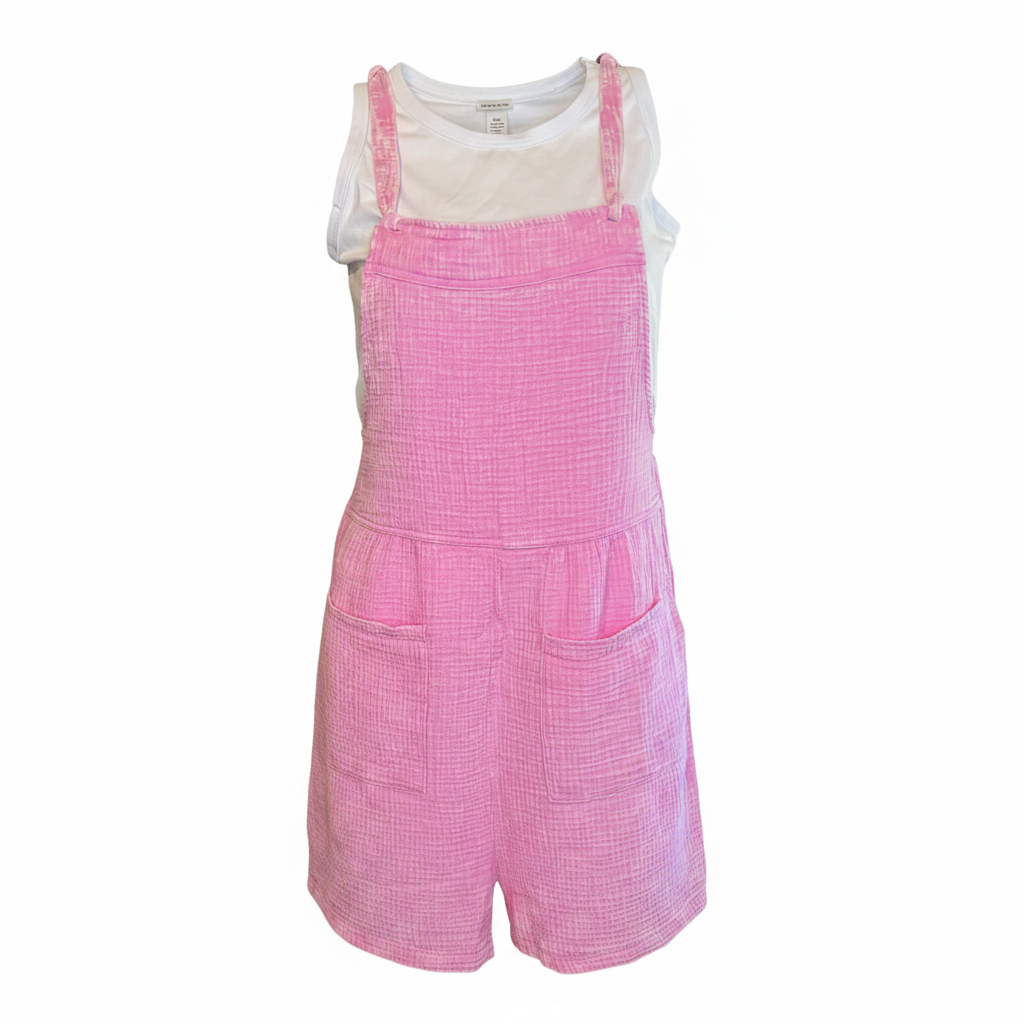 Short Romper-Pink - White Background 3