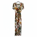 Tropical maxi dress on white background