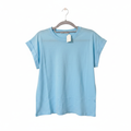 Folded sleeve sky blue second photo on white background