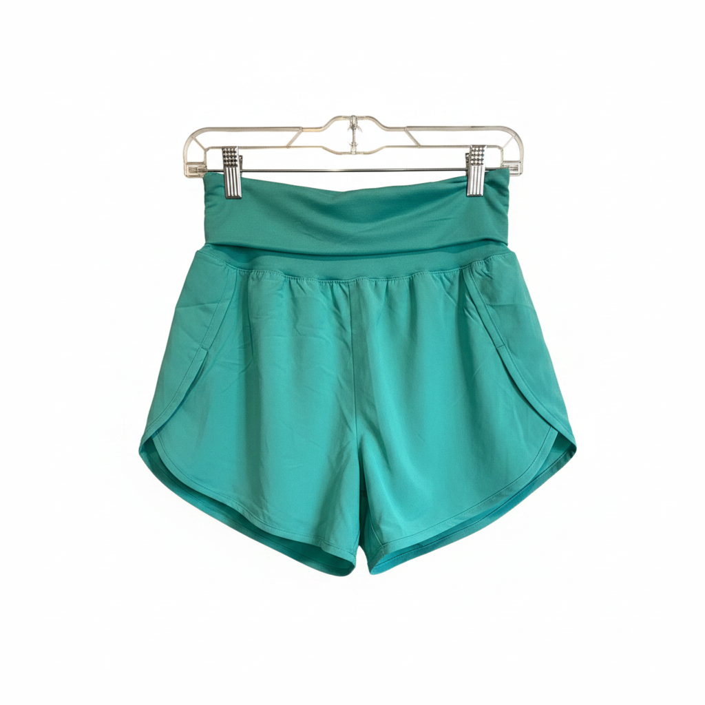 Green Athletic Shorts - White Background