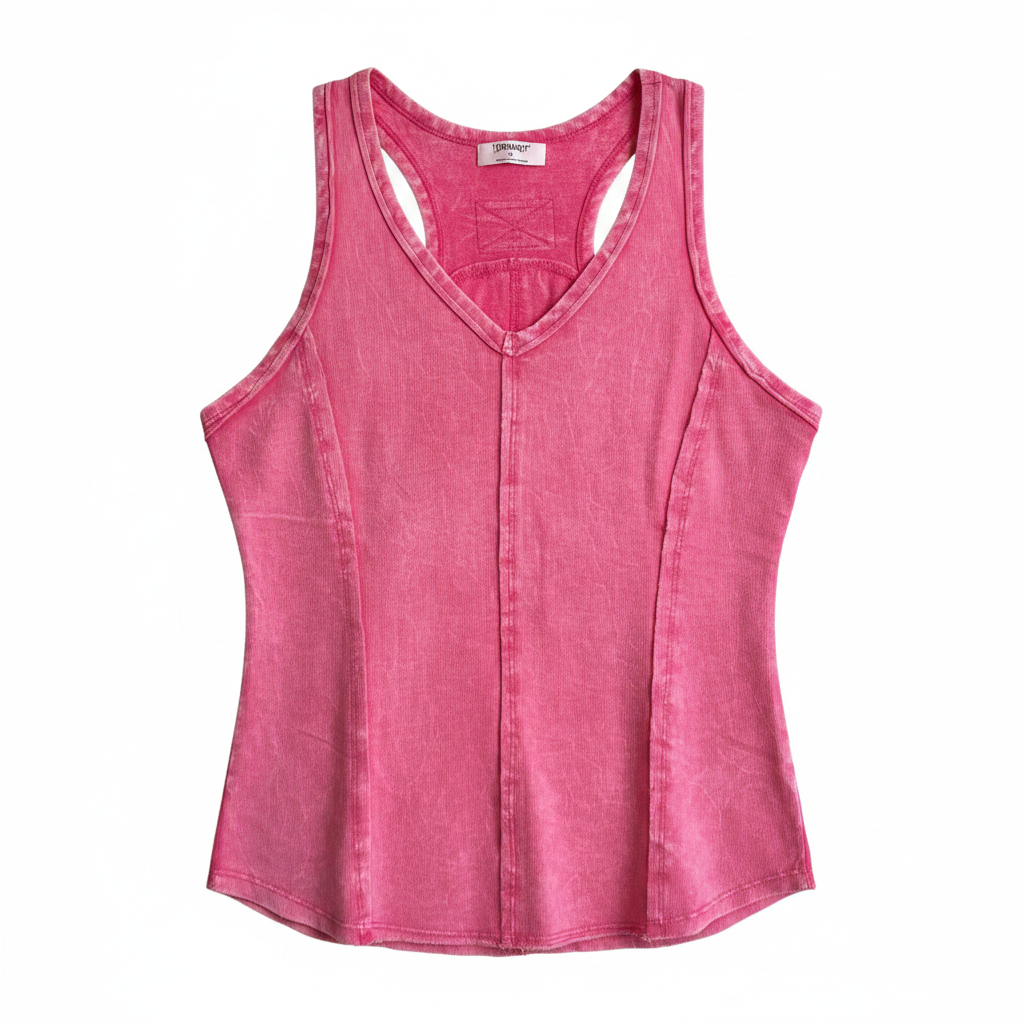 Hot pink racer tank on white background