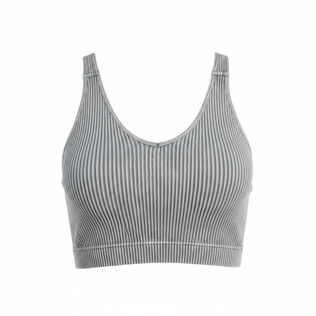 Zenana Ribbed Athletic Bra - White Background 1