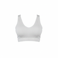 Zenana White Ribbed Bra - White Background Front