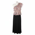 Ruffled one shoulder top on white background
