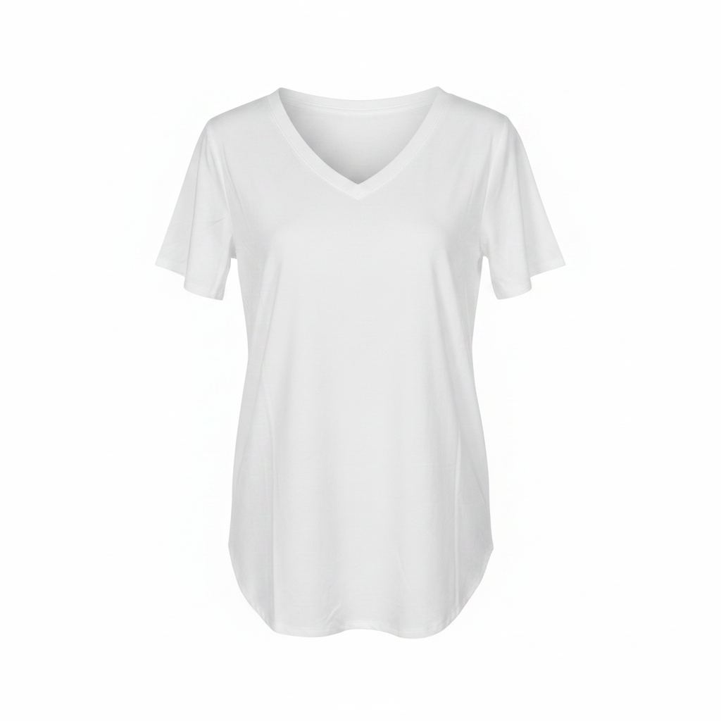 V-neck T-shirt - White Background