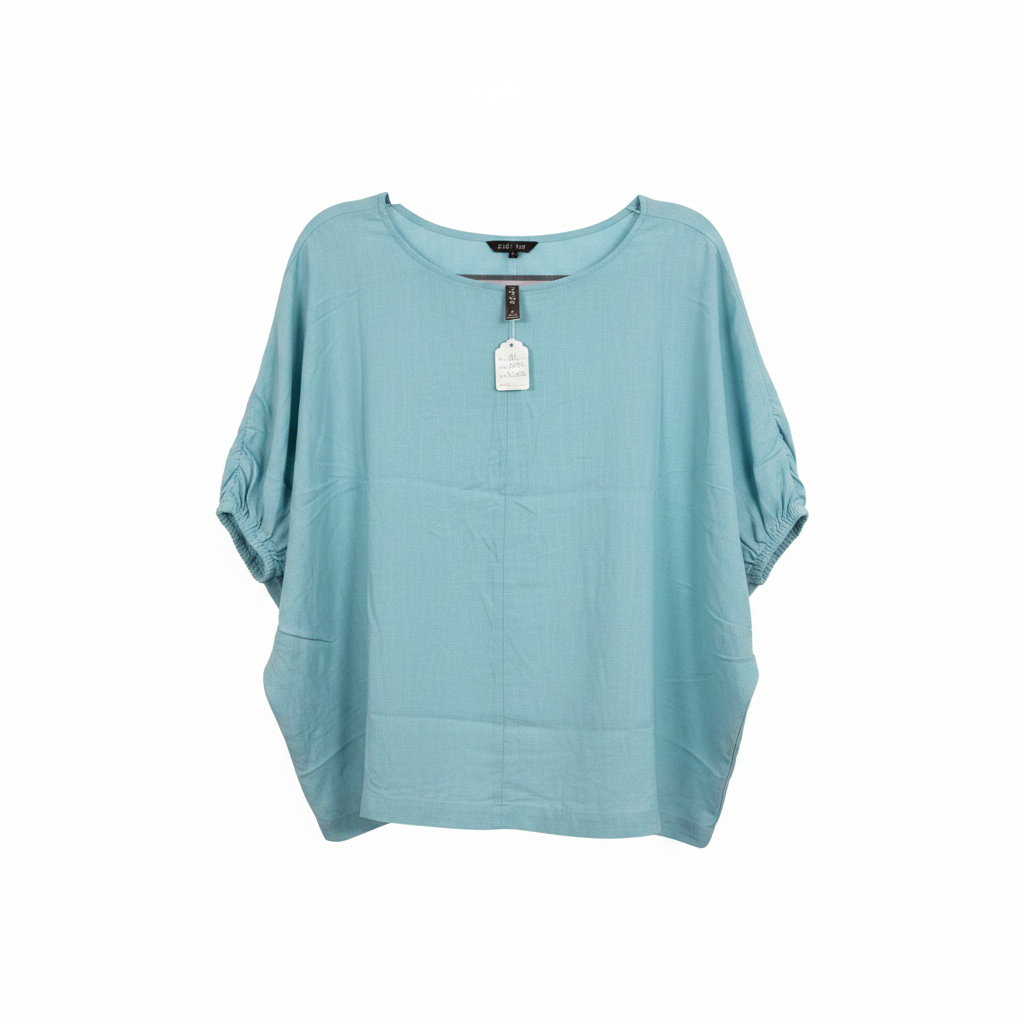 Elastic short sleeve top on white background