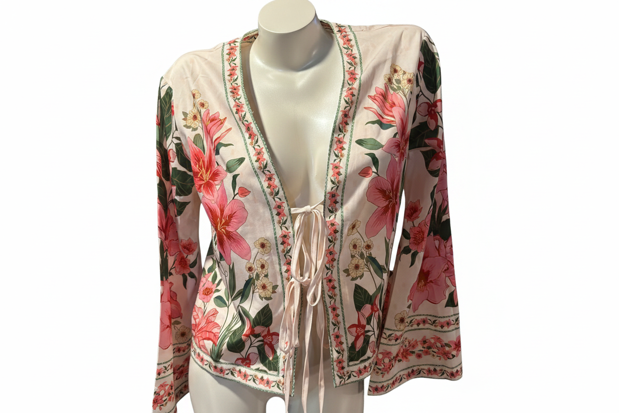 Commense Tie Floral Jacket - White Background 1