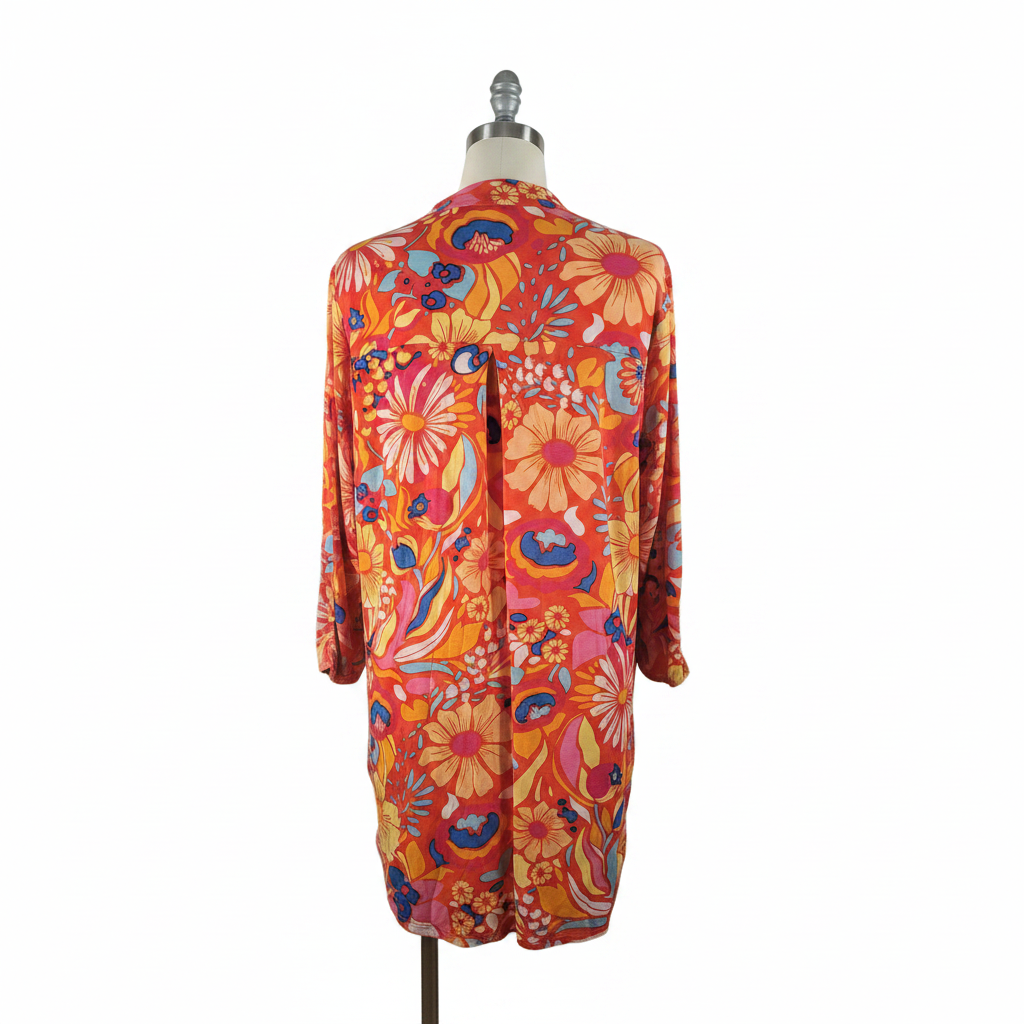 Dear Scarlett Orange Floral Tunic (Plus) - Back View