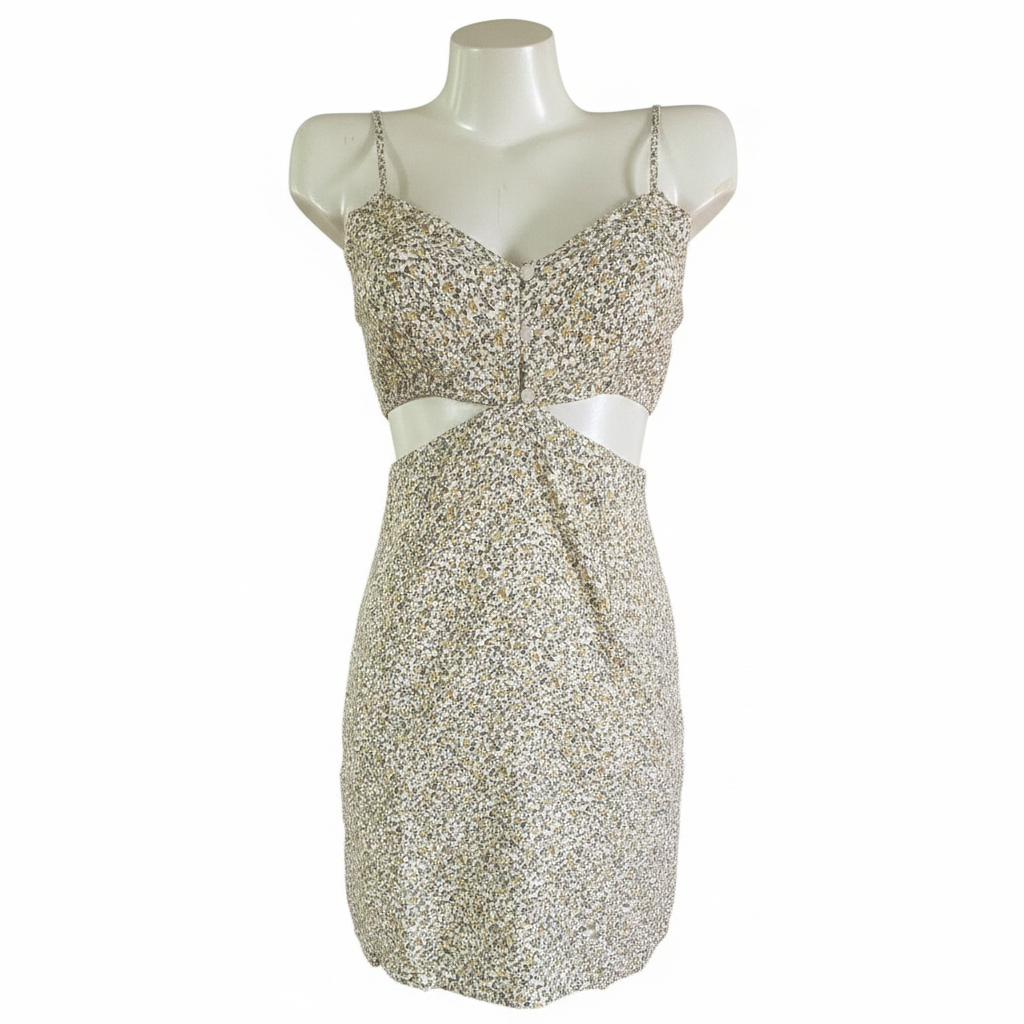 Flower cut out dress first photo on white background